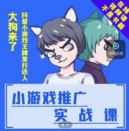 大狗来了：小游戏推广实战课，带你搭建一个游戏推广变现账号-千城资源网