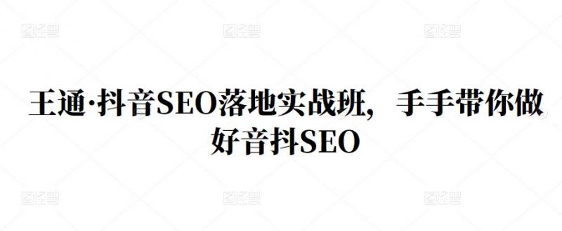王通·抖音SEO落地实战班，手‬手带你做好音抖‬‬SEO-千城资源网