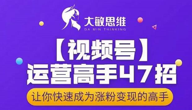大敏思维-视频号运营高手47招，让你快速成为涨粉变现高手-千城资源网