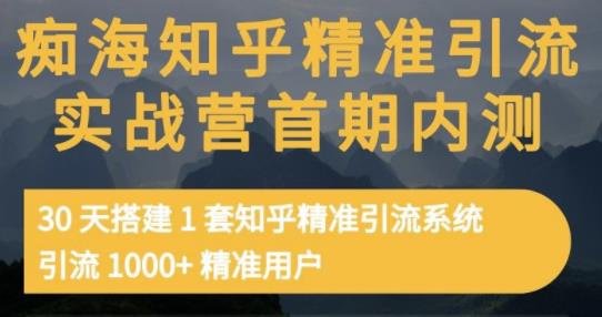 痴海知乎精准引流实战营1-2期，30天搭建1套知乎精准引流系统，引流1000+精准用户-千城资源网