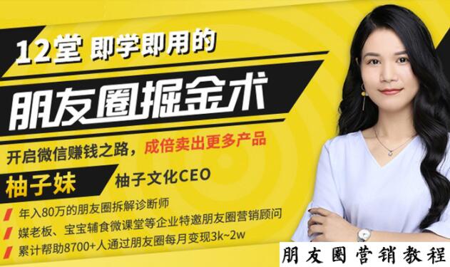 【营销必学】12堂学之即用的朋友圈掘金术：开启你的副业赚钱之路-千城资源网