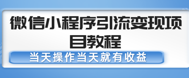 微信小程序引流变现项目教程，当天操作当天就有收益，变现不再是难事-千城资源网