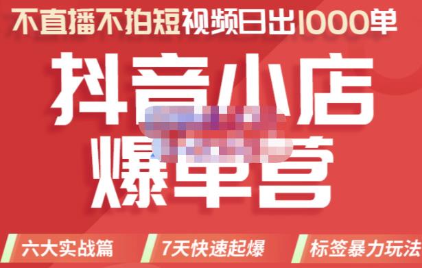 推易电商·2022年抖音小店爆单营，不直播、不拍短视频、日出1000单，暴力玩法-千城资源网