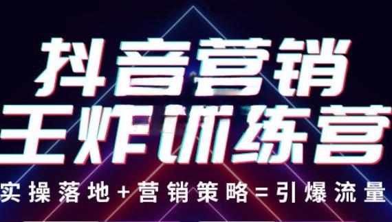 抖音营销王炸训练营，实操落地+营销策略=引爆流量（价值8960元）-千城资源网