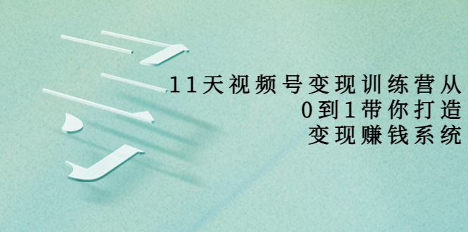 11天视频号变现训练营，从0到1打造变现赚钱系统（价值398元）-千城资源网