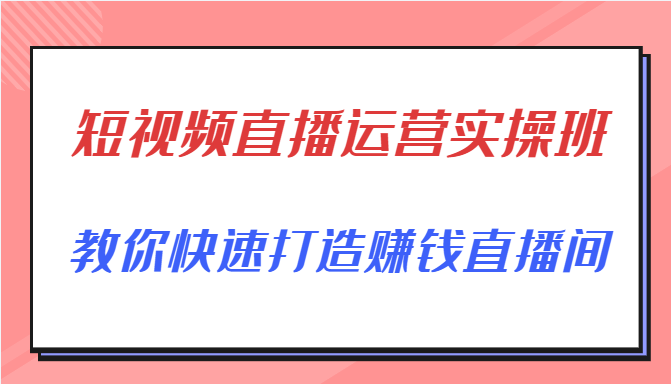 短视频直播运营实操班，直播带货精细化运营实操，教你快速打造赚钱直播间-千城资源网