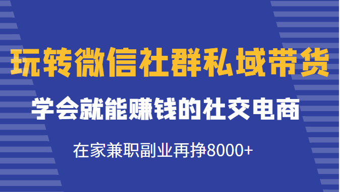 玩转微信社群私域带货，学会就能赚钱的社交电商，在家兼职副业再挣8000+-千城资源网