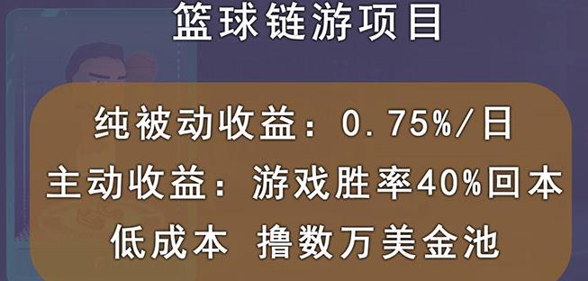 国外区块链篮球游戏项目，前期加入秒回本，被动收益日0.75%，撸数万美金-千城资源网