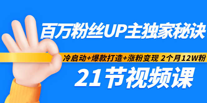 百万粉丝UP主独家秘诀：冷启动+爆款打造+涨粉变现2个月12W粉（21节视频课)-千城资源网