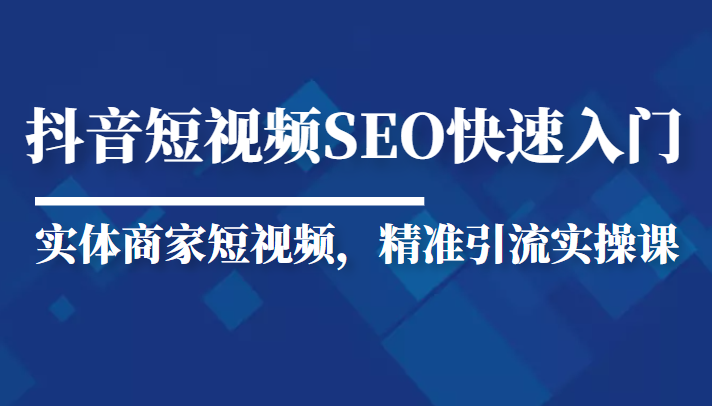 抖音短视频Seo搜索排名优化新手快速入门教程，实体商家短视频，精准引流实操课-千城资源网