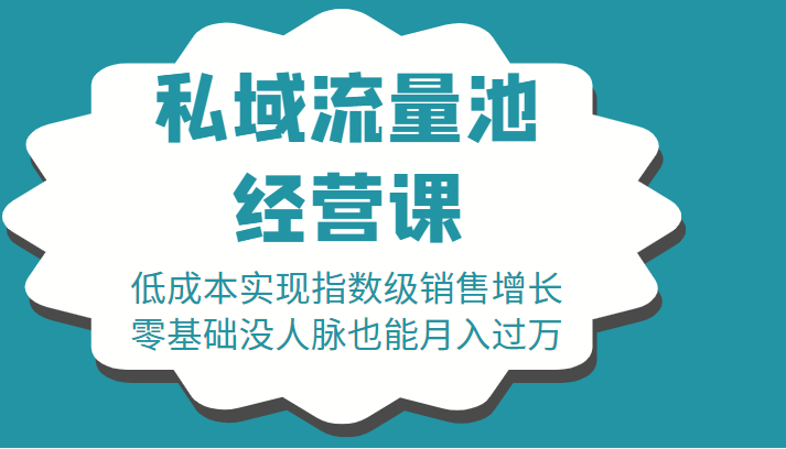16堂私域流量池经营课：低成本实现指数级销售增长，零基础没人脉也能月入过万-千城资源网