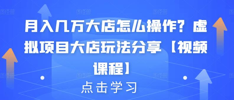 月入几万大店怎么操作？虚拟项目大店玩法分享【视频课程】-千城资源网