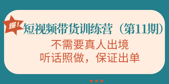 视频带货训练营，不需要真人出境，听话照做，保证出单（第11期）-千城资源网