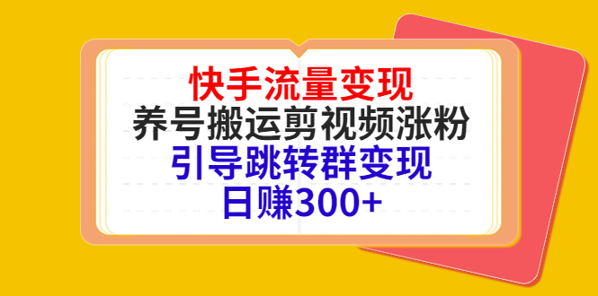 快手流量变现，养号搬运剪视频涨粉，引导跳转群变现日赚300+-千城资源网