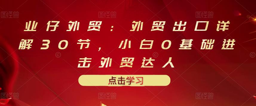 业仔外贸：外贸出口详解30节，小白0基础进击外贸达人 价值666元-千城资源网