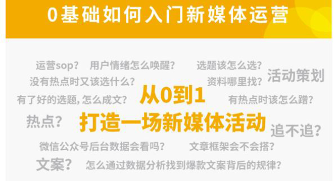 新媒体运营系列课，课程零基础入门，解锁高薪职业必备的四项技能-千城资源网