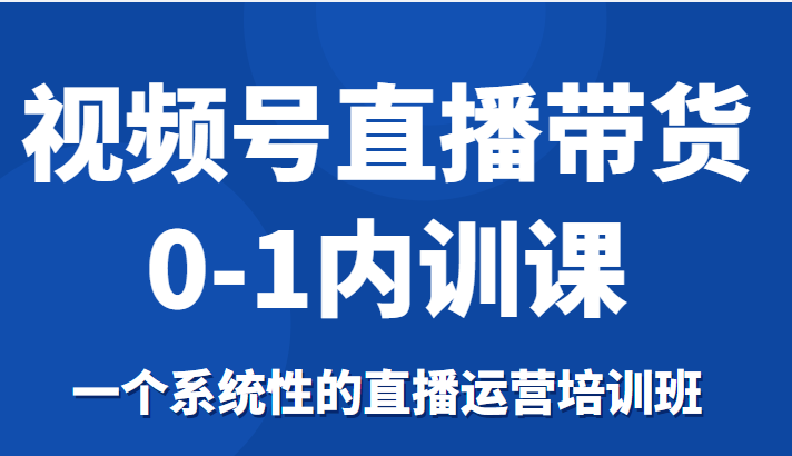 视频号直播带货0-1内训课，一个系统性的直播运营培训班-千城资源网