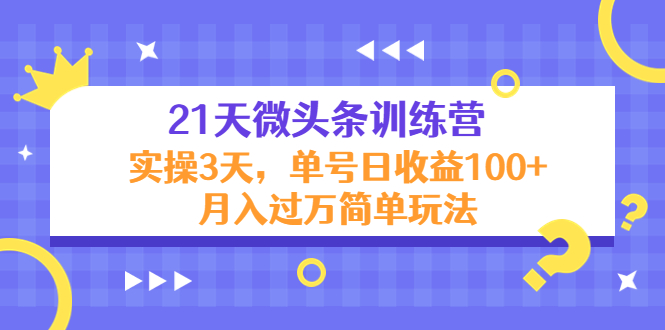 21天微头条训练营，实操3天，单号日收益100+月入过万简单玩法-千城资源网