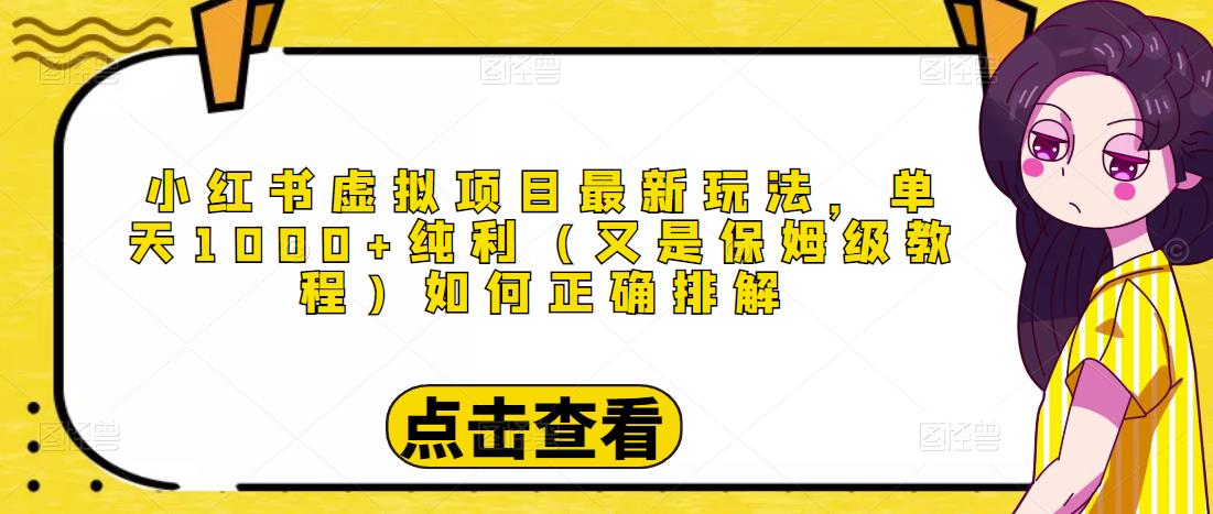 小红书虚拟项目最新玩法，单天1000+纯利（又是保姆级教程文档）-千城资源网