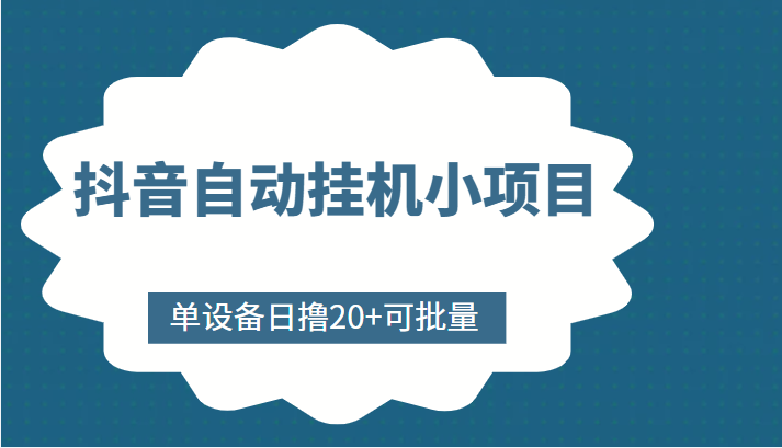 抖音自动挂机小项目，单设备日撸20+，可批量，号越多收益越大-千城资源网