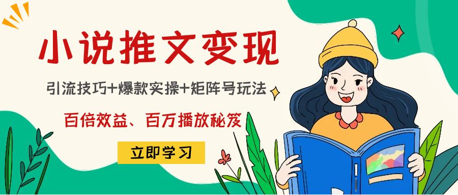 小说推文训练营：引流技巧+爆款实操+矩阵号玩法，百倍效益、百万播放秘笈-千城资源网