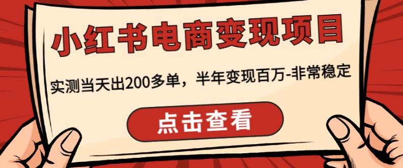 顽石·小红‬书电商变现项目，实测当天出200多单，半年变现百万，非常稳定-千城资源网