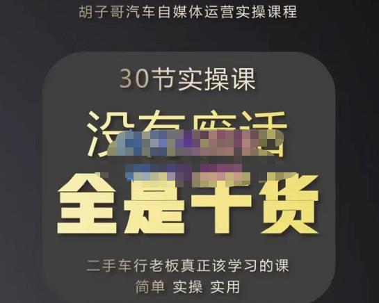 胡子哥·汽车自媒体运营实操课，汽车新媒体二手车短视频运营教程-价值8888元-千城资源网