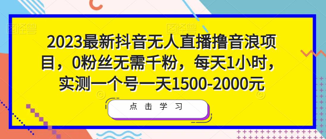 2023最新抖音无人直播撸音浪项目，0粉丝无需千粉，每天1小时，实测一个号一天1500-2000元-千城资源网