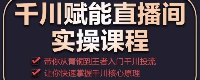 千川赋能直播间实操课程，带你从青铜到王者的入门千川投流，让你快速掌握千川核心原理-千城资源网