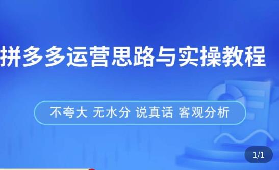 拼多多店铺运营思路与实操教程，快速学会拼多多开店和运营，少踩坑，多盈利-千城资源网
