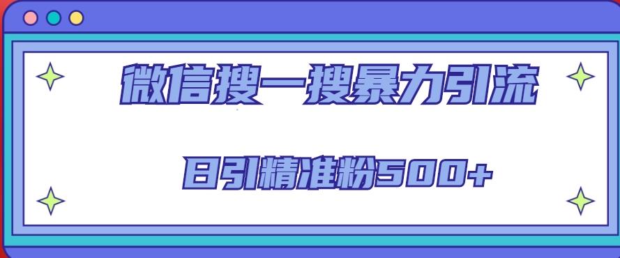 微信搜一搜引流全系列课程，日引精准粉500+（8节课）-千城资源网