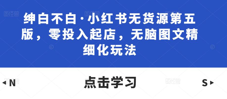 绅白不白·小红书无货源第五版，零投入起店，无脑图文精细化玩法-千城资源网