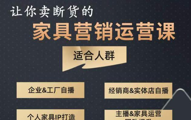 让你卖断货的家具营销运营课，打造高销量家具账号（短视频+直播+人物IP）-千城资源网