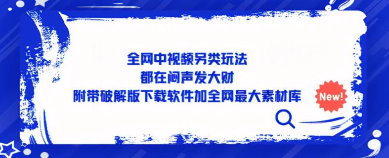 全网中视频另类玩法，都在闷声发大财，附带破解版下载软件加全网最大素材库-千城资源网