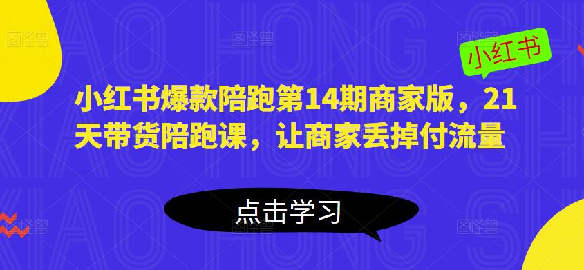 小红书爆款陪跑第14期商家版，21天带货陪跑课，让商家丢掉付流量-千城资源网
