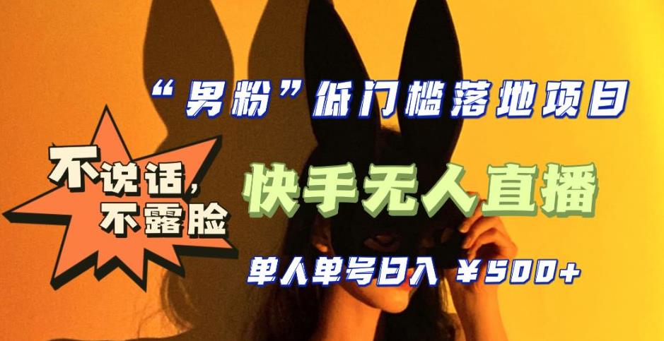 【全新升级】零基础单人单号单晚500+，不说话，不露脸，4月最新超皮实快手无人直播-千城资源网