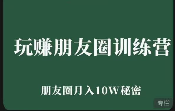 玩赚朋友圈系统课，朋友圈月入10W的秘密，​7天系统图文课程-千城资源网