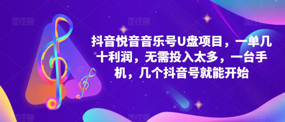 抖音音乐号U盘项目，一单几十利润，无需投入太多，一台手机，几个抖音号就能开始-千城资源网