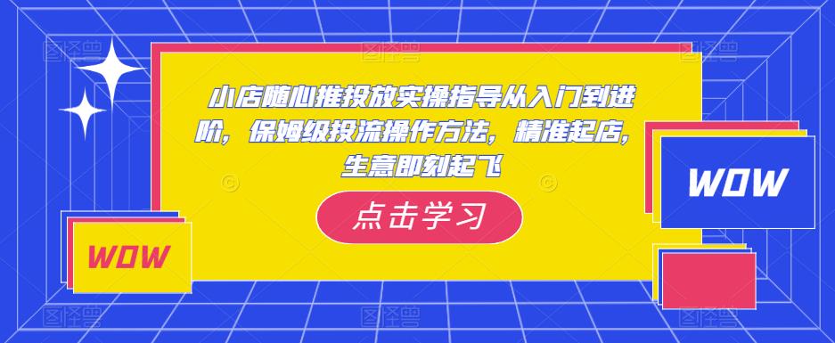 小店随心推投放实操指导从入门到进阶，保姆级投流操作方法，精准起店，生意即刻起飞-千城资源网