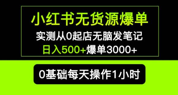 小红书无货源爆单实测从0起店无脑发笔记爆单3000+长期项目可多店-千城资源网