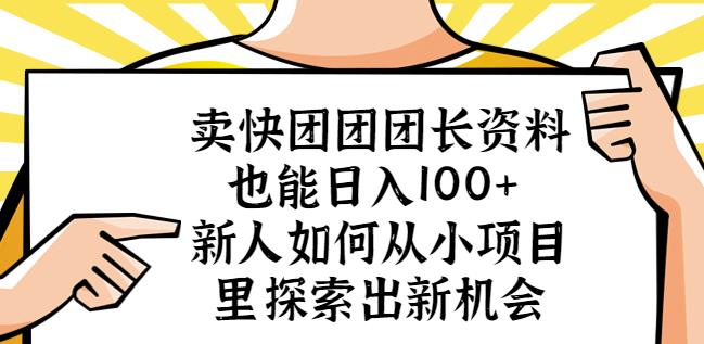 卖快团团团长资料也能日入100+新人如何从小项目里探索出新机会-千城资源网