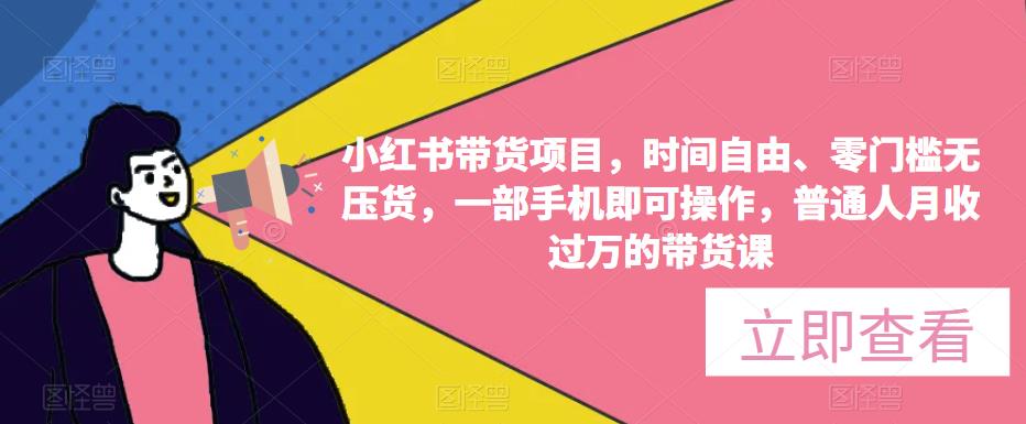 小红书带货项目，时间自由、零门槛无压货，一部手机即可操作，普通人月收过万的带货课-千城资源网