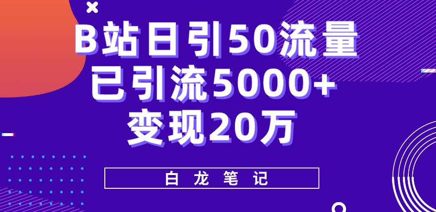 B站日引50+流量，实战已引流5000+变现20万，超级实操课程-千城资源网