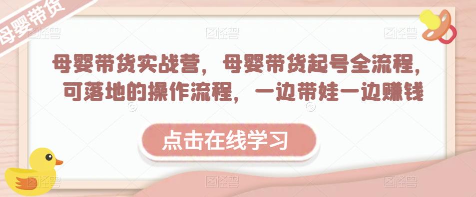 母婴带货实战营，母婴带货起号全流程，可落地的操作流程，一边带娃一边赚钱（附素材）-千城资源网