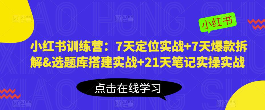 小红书训练营：7天定位实战+7天爆款拆解&选题库搭建实战+21天笔记实操实战-千城资源网