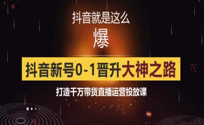 0粉自然流实战起号课，抖音新号0~1晋升大神之路，打造千万带货直播运营投放课-千城资源网