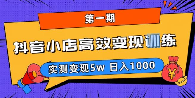抖音小店高效变现训练营（第一期）,实测变现5w，日入1000【揭秘】-千城资源网