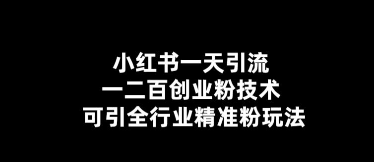 小红书一天引流一二百创业粉技术，可引全行业精准粉玩法【仅揭秘】-千城资源网