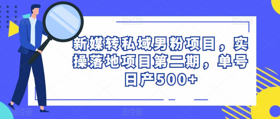 新媒转私域男粉项目，实操落地项目第二期，单号日产500+-千城资源网