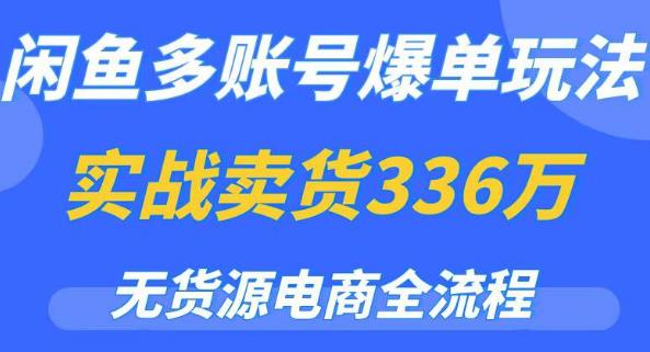 闲鱼多账号爆单玩法，无货源电商全流程，超简单的0门槛变现项目【揭秘】-千城资源网